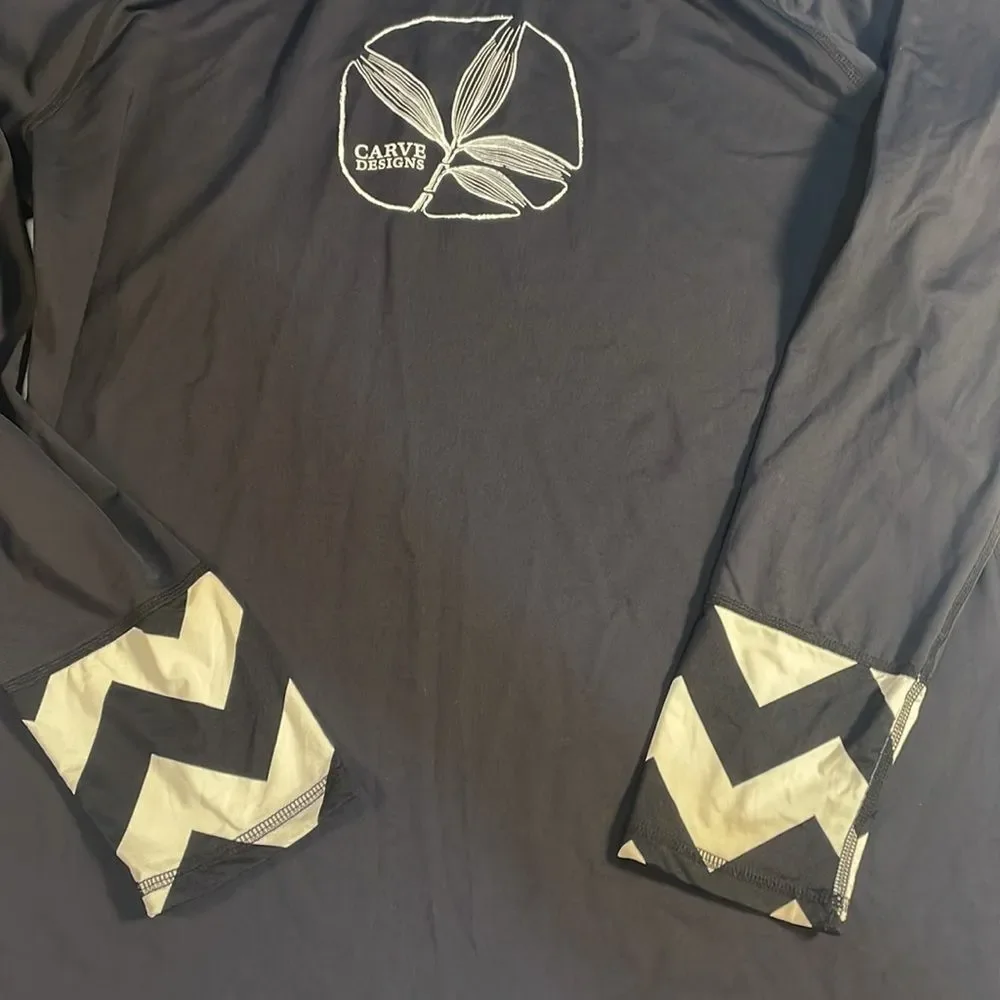 Carve Designs Mock Neck Rash Guard Swim Shirt Floral Black Long Sleeve UPF 50 XL - Picture 4 of 9